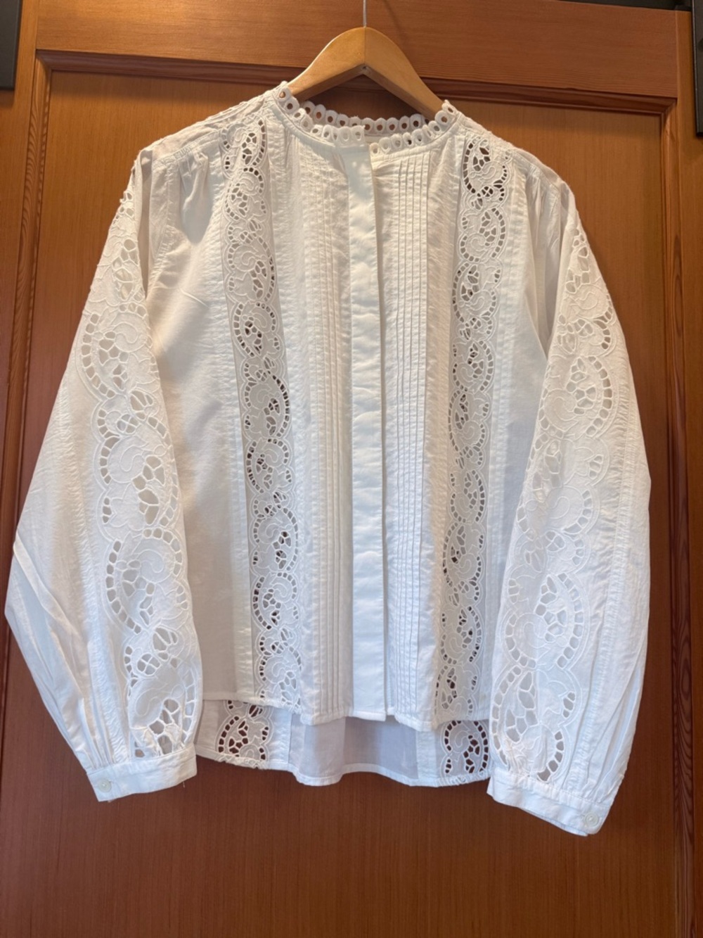 Madewell White Eyelet Lace Pintuck Blouse